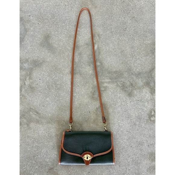 Dooney & Bourke Handbags - Vintage Dooney & Bourke AWL Pochette Cavalry Bag Ivy Dark Green British Tan